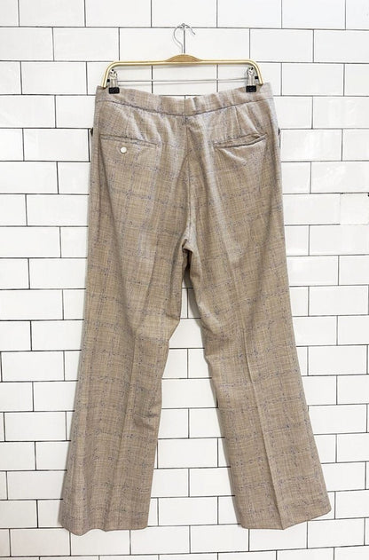 vintage 70s windowpane check shell button flare leg trousers - good market thrift store