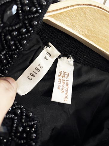 vintage 70s wool - angora floral sequin shawl - good market thrift store