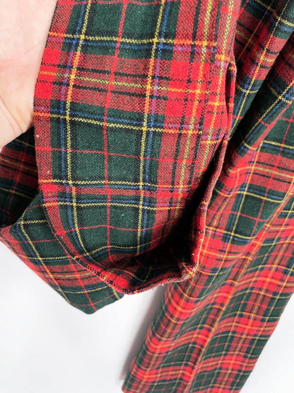 vintage 70s wool tartan pleated wide leg trousers - good market thrift store