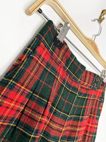 vintage 70s wool tartan pleated wide leg trousers - good market thrift store