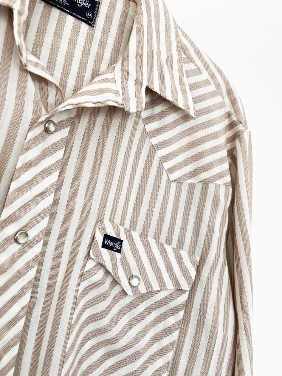 vintage 70s wrangler striped lightweight snap button western shirt | made in USA - good market thrift store