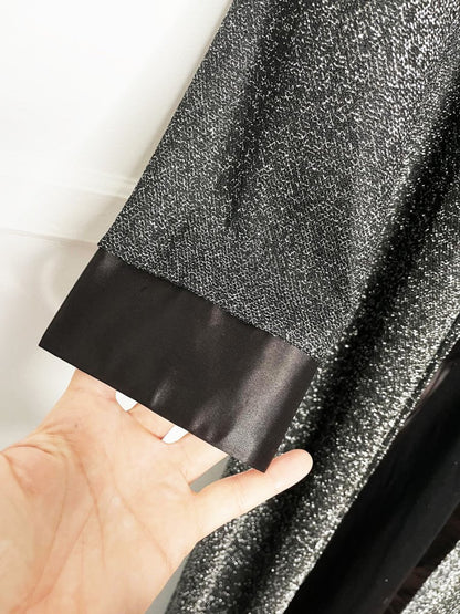 vintage 70s yakko silver glitter + black satin duster jacket - good market thrift store