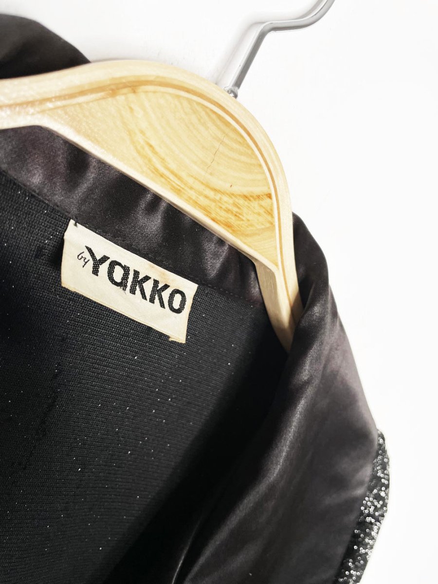 vintage 70s yakko silver glitter + black satin duster jacket - good market thrift store
