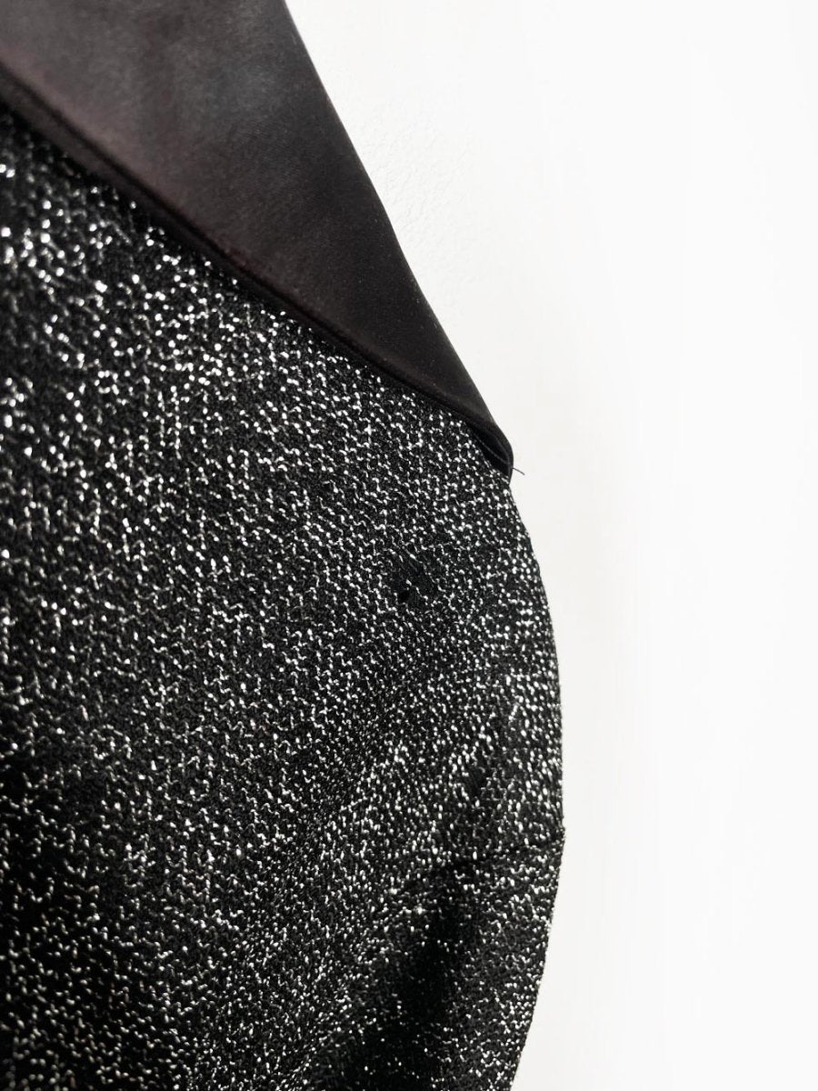 vintage 70s yakko silver glitter + black satin duster jacket - good market thrift store