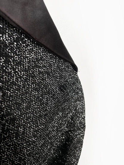 vintage 70s yakko silver glitter + black satin duster jacket - good market thrift store