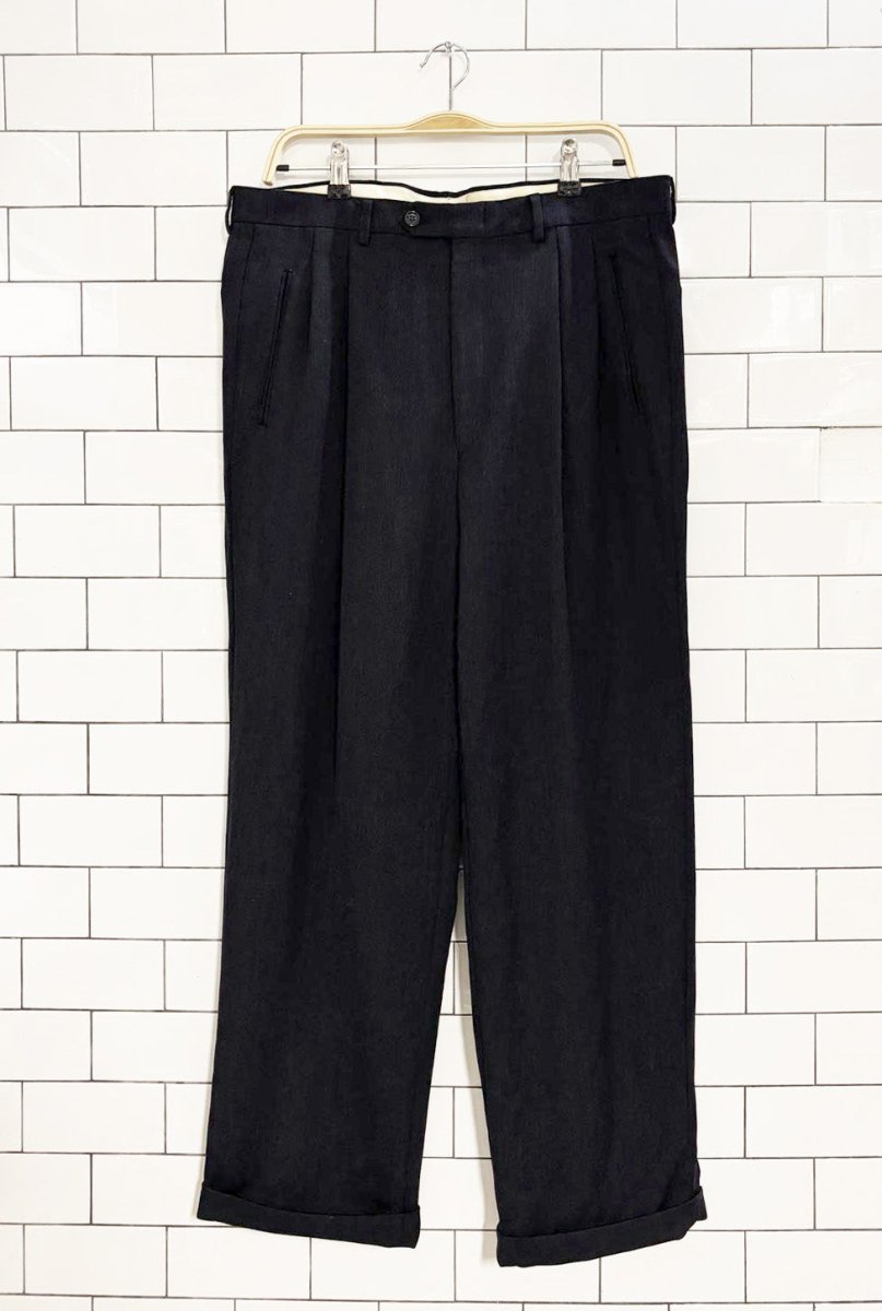vintage 80s 100% wool pleated trousers - good market thrift store