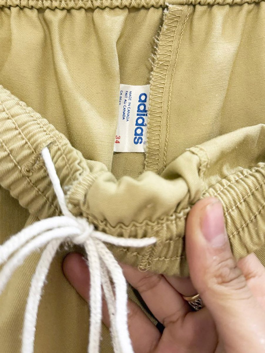 vintage 80s adidas three stripes track pants | made in Canada - good market thrift store