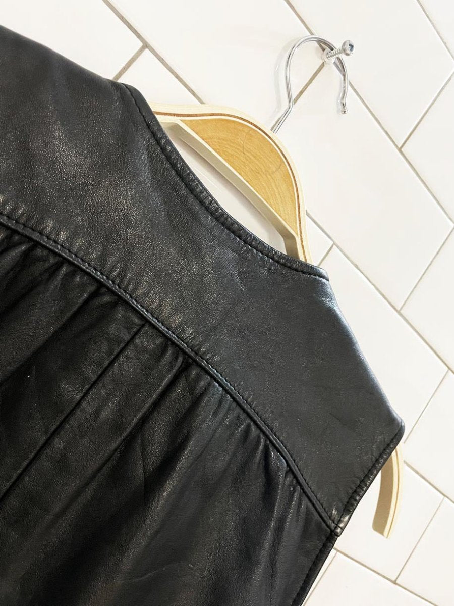 vintage 80s alaska leather pleated back bomber vest - good market thrift store