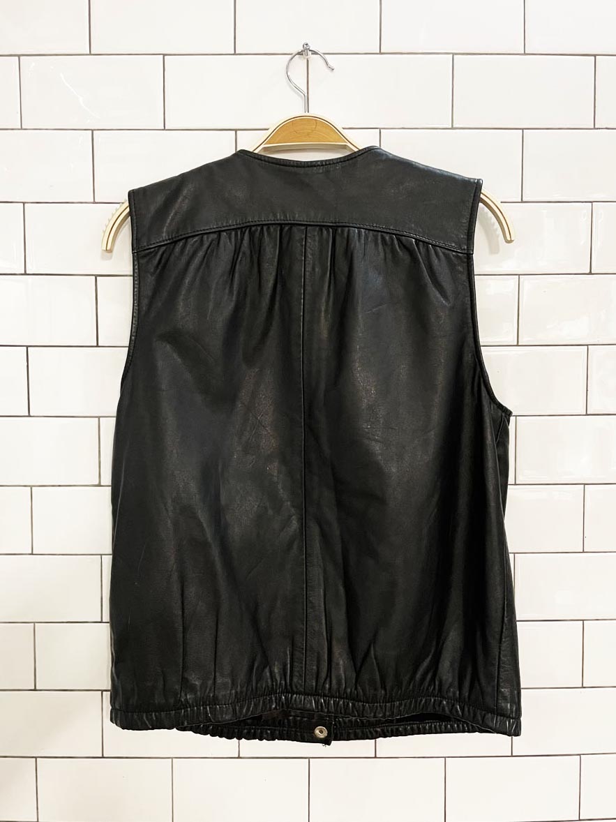 vintage 80s alaska leather pleated back bomber vest - good market thrift store