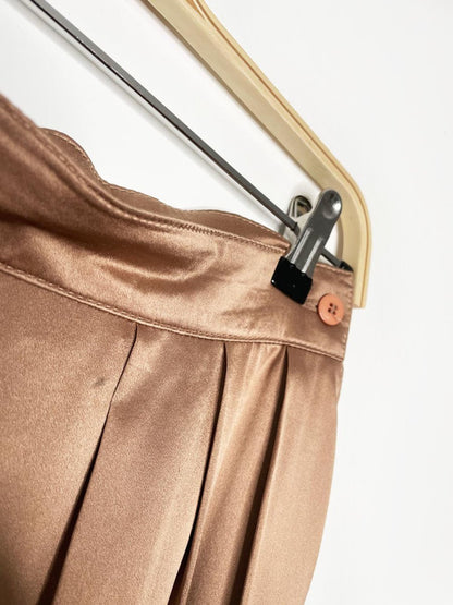 vintage 80s alfred sung 100% silk pleated bronze trouser | made in Canada - good market thrift store