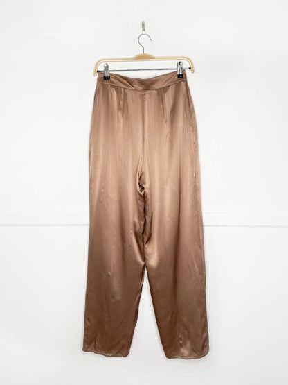 vintage 80s alfred sung 100% silk pleated bronze trouser | made in Canada - good market thrift store