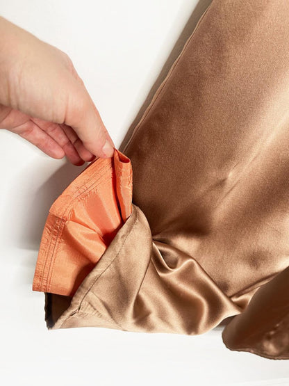 vintage 80s alfred sung 100% silk pleated bronze trouser | made in Canada - good market thrift store