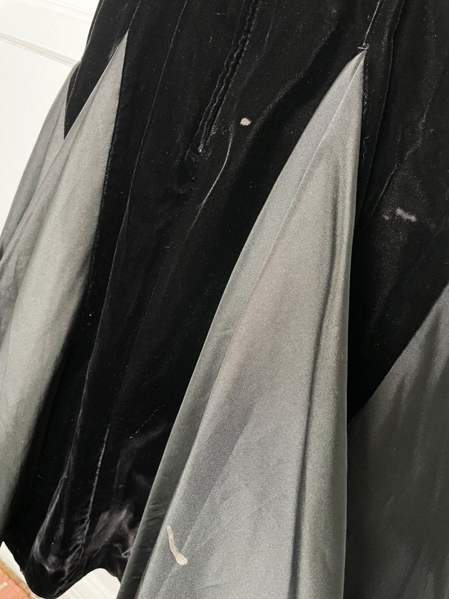 vintage 80s algo - ettes velvet fit and flare midi dress | rhinestone trim - good market thrift store