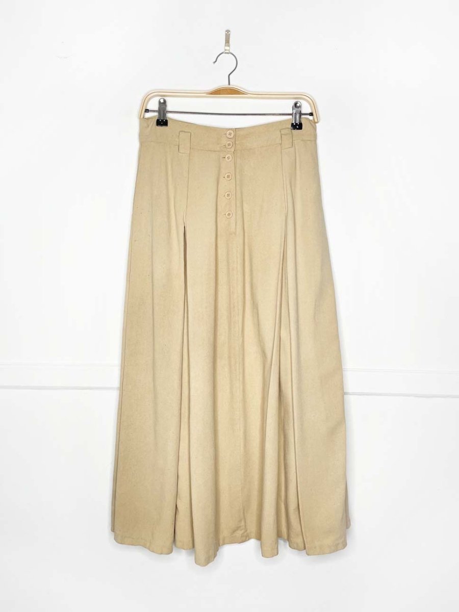 vintage 80s ann tjian 100% raw silk big pleat midi skirt | kenar - good market thrift store
