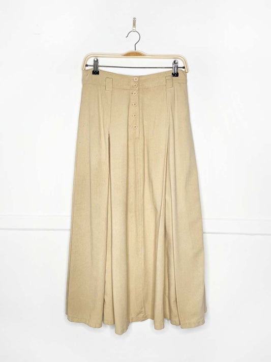 vintage 80s ann tjian 100% raw silk big pleat midi skirt | kenar - good market thrift store