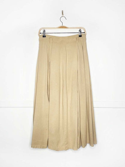 vintage 80s ann tjian 100% raw silk big pleat midi skirt | kenar - good market thrift store