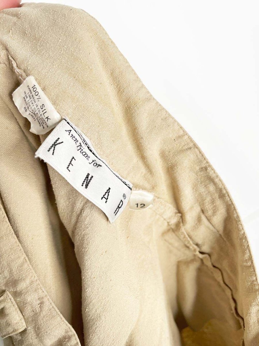 vintage 80s ann tjian 100% raw silk big pleat midi skirt | kenar - good market thrift store