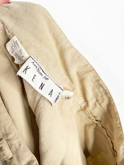 vintage 80s ann tjian 100% raw silk big pleat midi skirt | kenar - good market thrift store