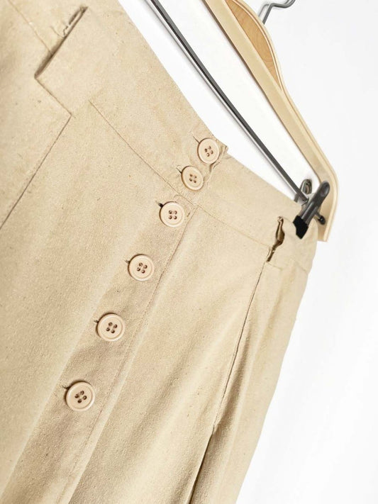 vintage 80s ann tjian 100% raw silk big pleat midi skirt | kenar - good market thrift store