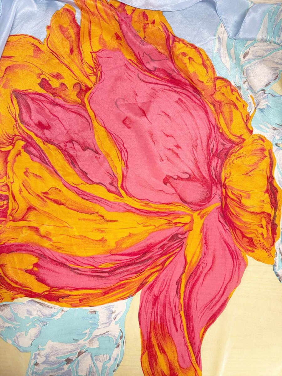vintage 80s anne klein 100% silk flower square scarf | made in Japan - good market thrift store