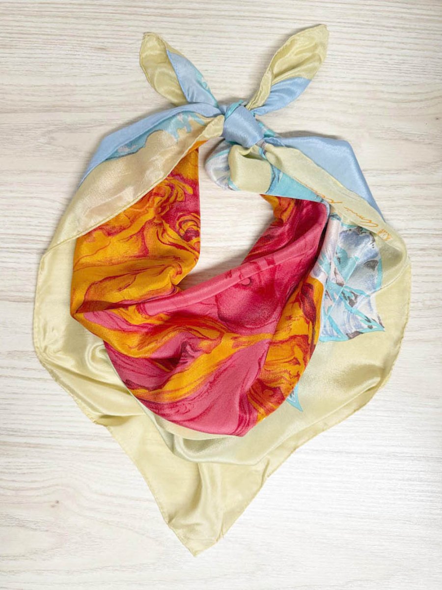 vintage 80s anne klein 100% silk flower square scarf | made in Japan - good market thrift store