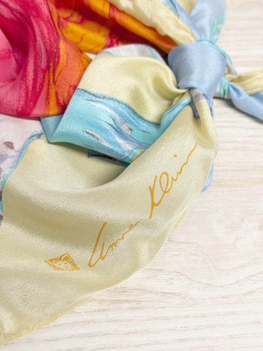 vintage 80s anne klein 100% silk flower square scarf | made in Japan - good market thrift store