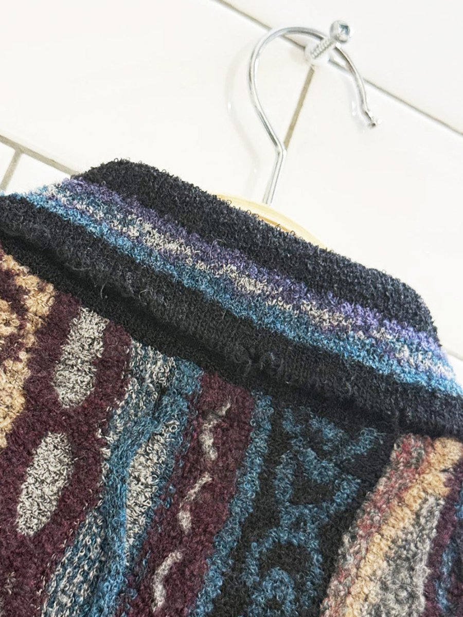 vintage 80s avanzata wool - blend 3D knit collared sweater | harry rosen - good market thrift store