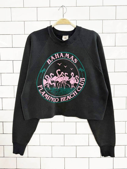vintage 80s bahamas flamingo club cropped sweatshirt - good market thrift store