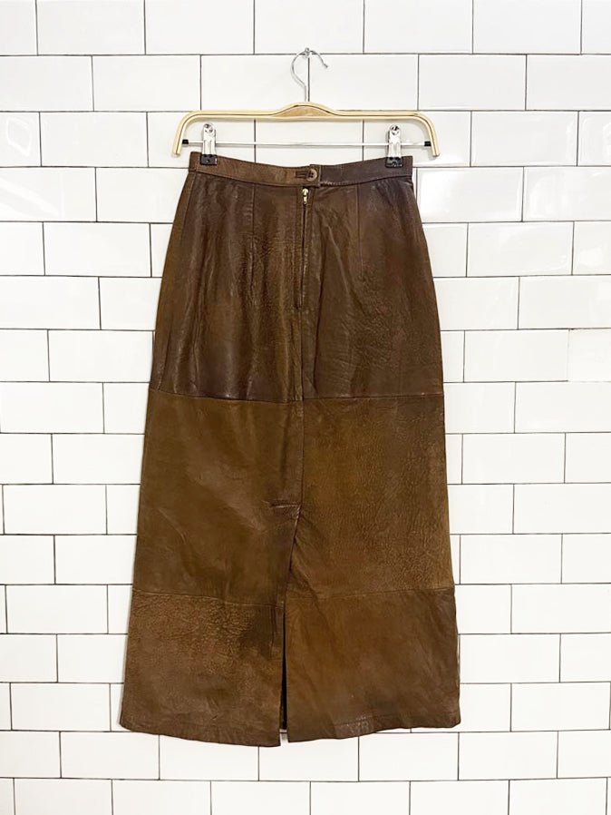 vintage 80s banana republic the leather waking skirt | lambskin midi - good market thrift store