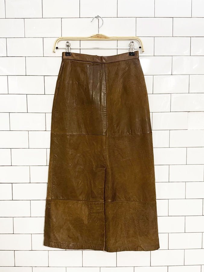 vintage 80s banana republic the leather waking skirt | lambskin midi - good market thrift store