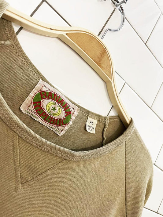 vintage 80s banana republic v - notch long sleeve crewneck tee | made in USA - good market thrift store