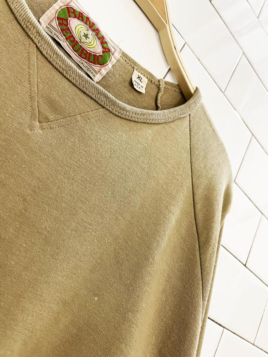 vintage 80s banana republic v - notch long sleeve crewneck tee | made in USA - good market thrift store