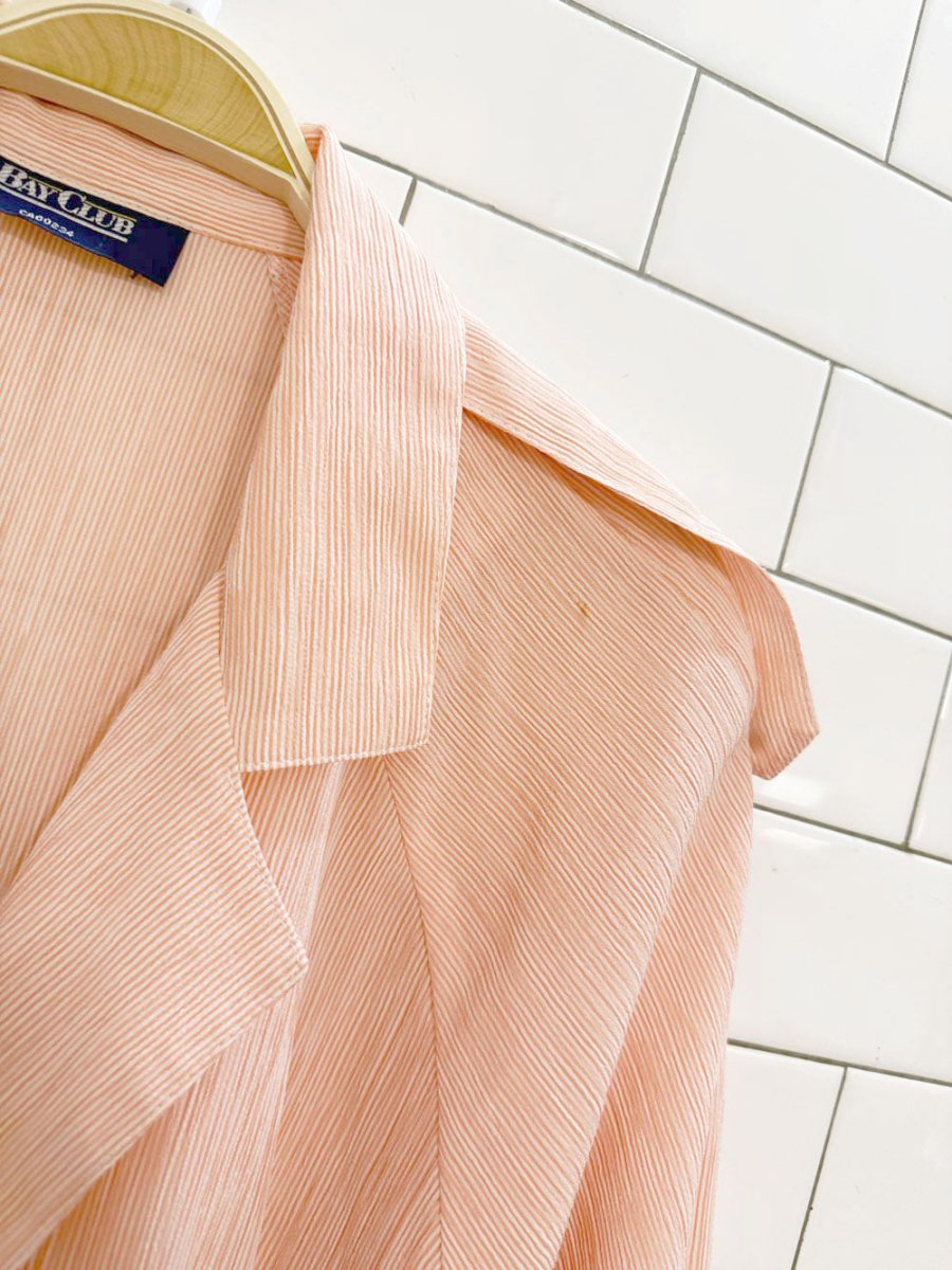 vintage 80s bayclub textured stripe belted shirt dress - good market thrift store