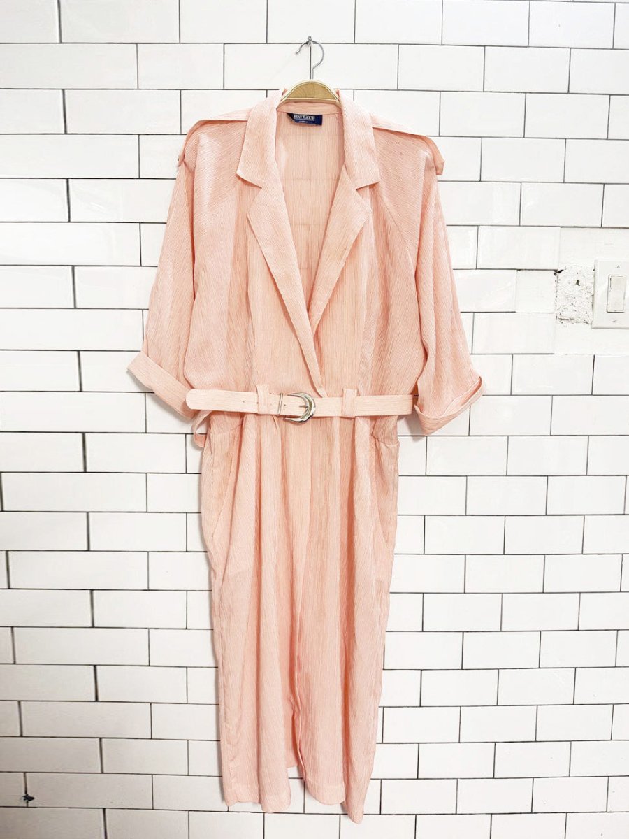 vintage 80s bayclub textured stripe belted shirt dress - good market thrift store