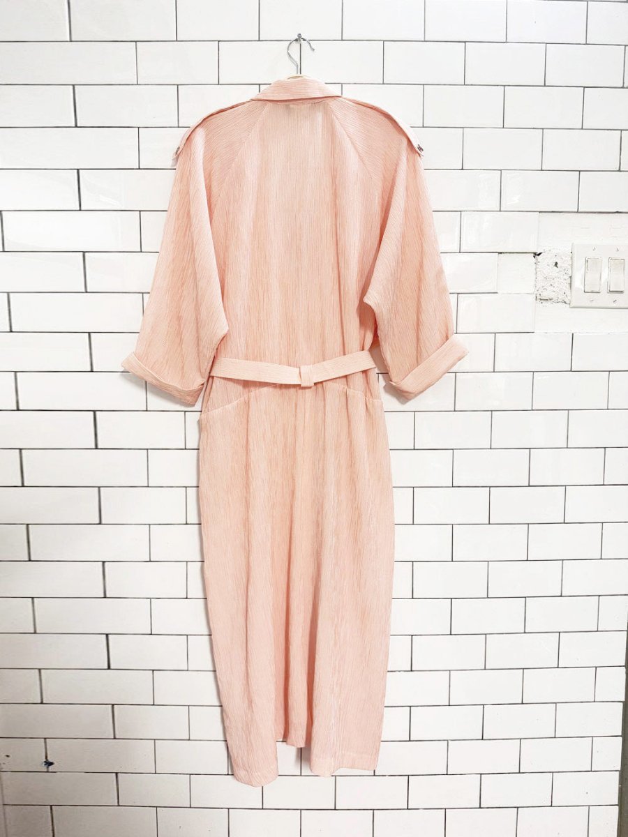 vintage 80s bayclub textured stripe belted shirt dress - good market thrift store