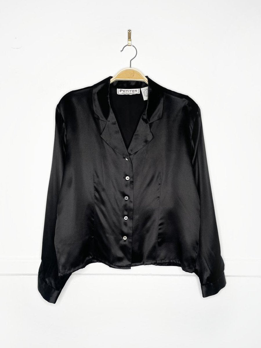 vintage 80s beechers brook 100% silk cropped blouse - good market thrift store