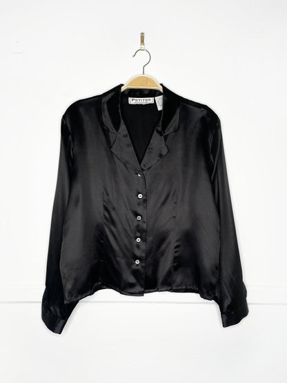 vintage 80s beechers brook 100% silk cropped blouse - good market thrift store