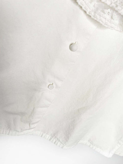 vintage 80s bianca lace jabot ruffle full button shirt - good market thrift store