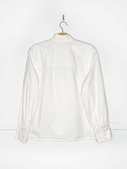 vintage 80s bianca lace jabot ruffle full button shirt - good market thrift store