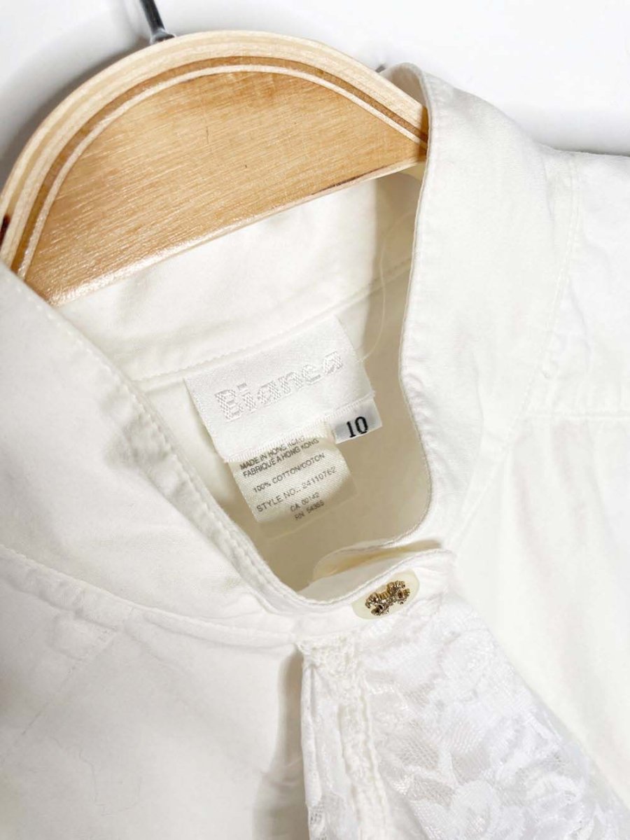 vintage 80s bianca lace jabot ruffle full button shirt - good market thrift store