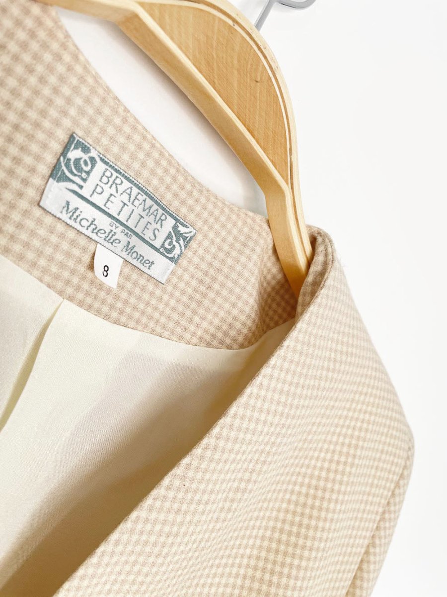 vintage 80s braemar wool - blend gingham plaid blazer | michelle monet - good market thrift store