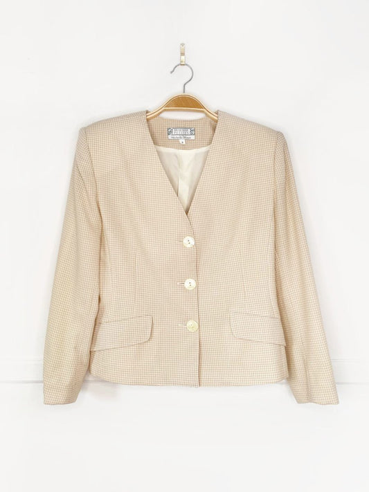 vintage 80s braemar wool - blend gingham plaid blazer | michelle monet - good market thrift store