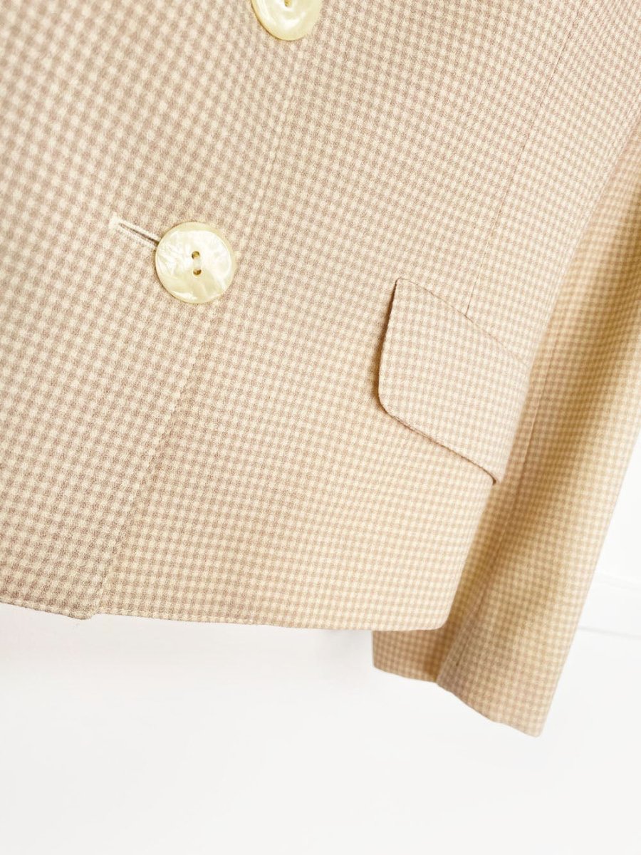 vintage 80s braemar wool - blend gingham plaid blazer | michelle monet - good market thrift store