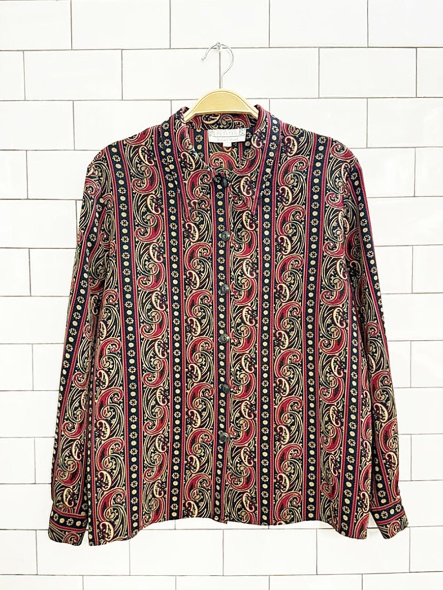 vintage 80s braemer paisley striped shirt | jeremy scott | made in Canada - good market thrift store
