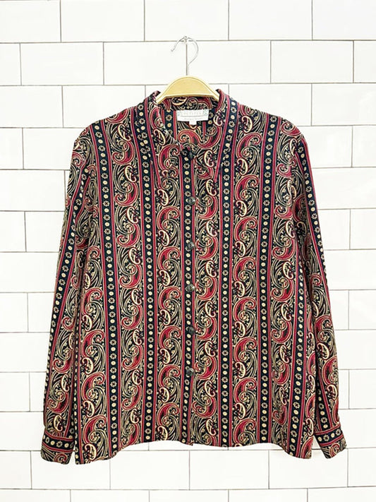 vintage 80s braemer paisley striped shirt | jeremy scott | made in Canada - good market thrift store