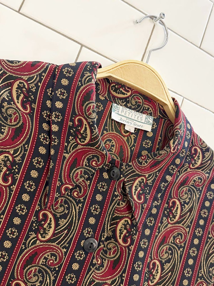 vintage 80s braemer paisley striped shirt | jeremy scott | made in Canada - good market thrift store