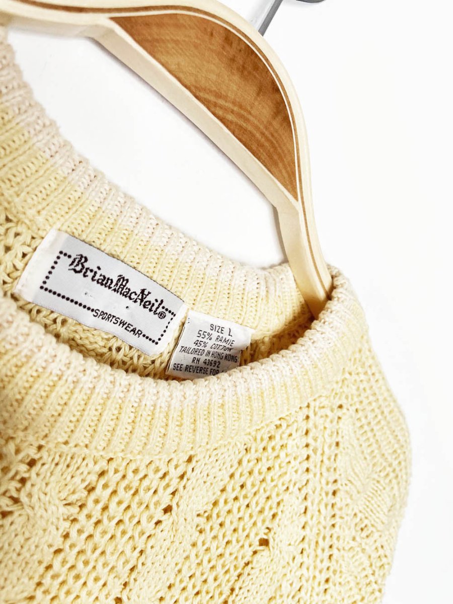 vintage 80s brian macneil ramie - cotton cable knit tennis knit - good market thrift store