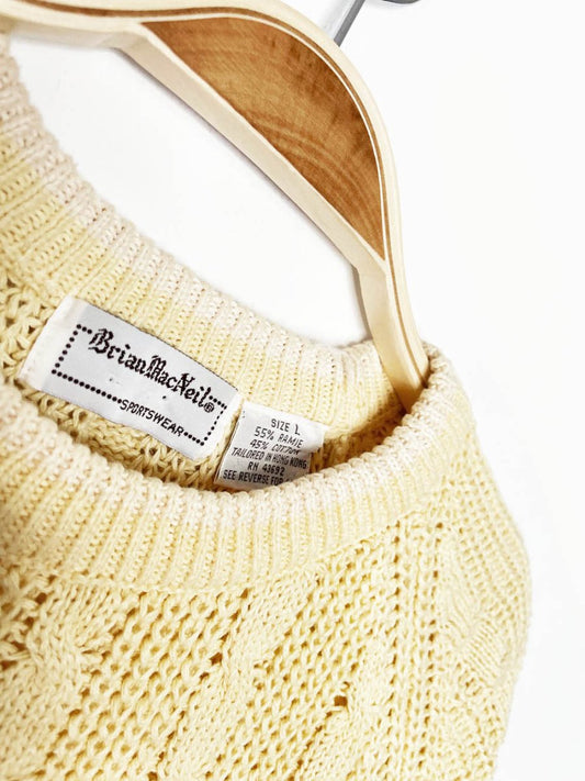 vintage 80s brian macneil ramie - cotton cable knit tennis knit - good market thrift store