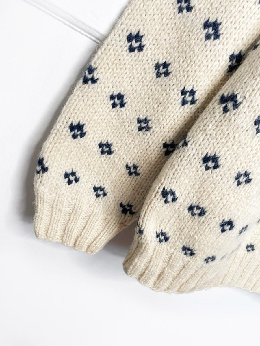 vintage 80s brooks brothers 100% wool nordic snowflake chunky knit sweater - good market thrift store