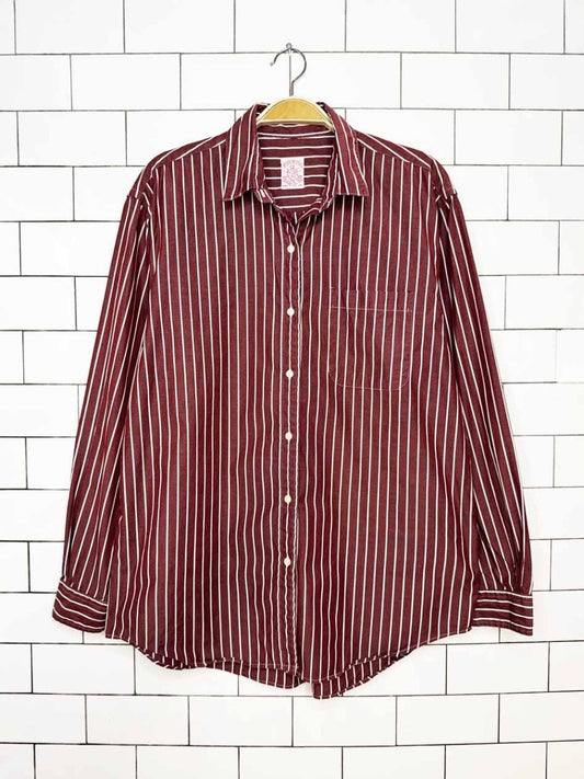 vintage 80s brooks brothers red stripe full button shirt - good market thrift store